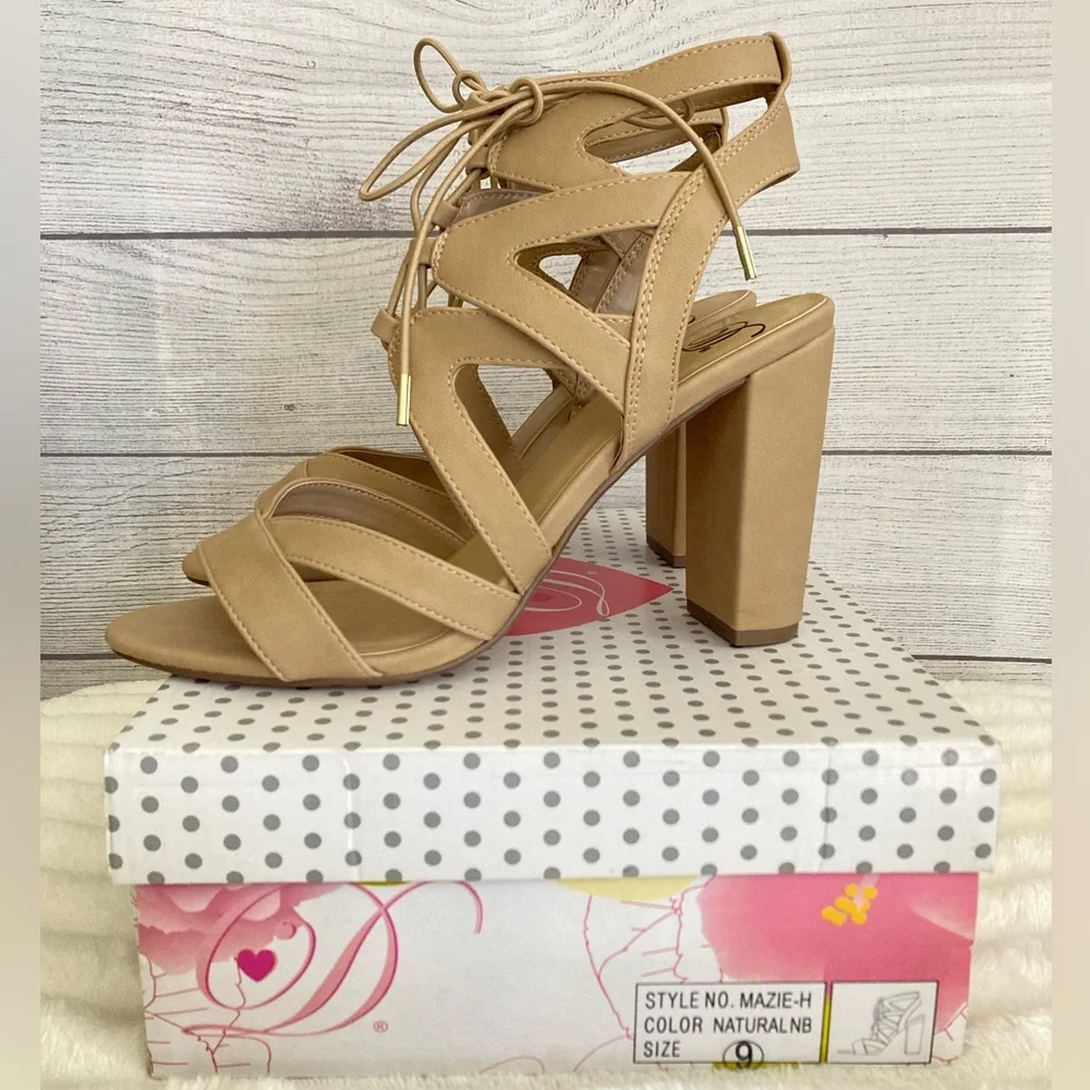 My Delicious Shoes | Mazie- H Lace Up Open Toe High Heels - Picture 7 of 11